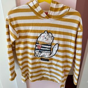 Striped Yellow and White Kids shirt with hood